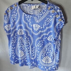Blue and white Joie short sleeve top large, worn once.